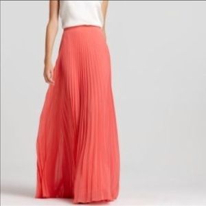 Coral Pleated Maxi Skirt